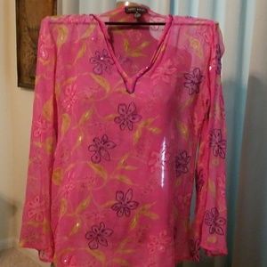 Pink tunic with sequins 100% silk